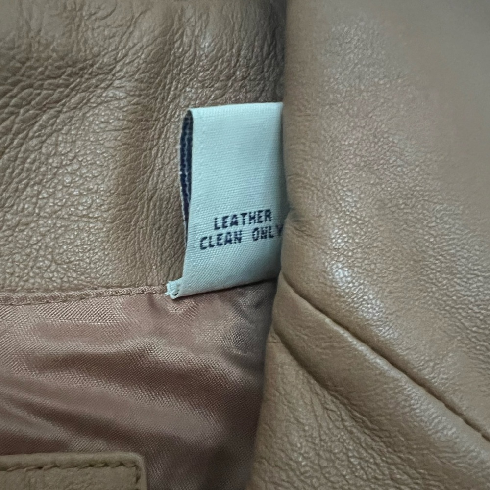 A Lord & Taylor Leather Blazer. Dark Tan, size medium. - Picture 4 of 4
